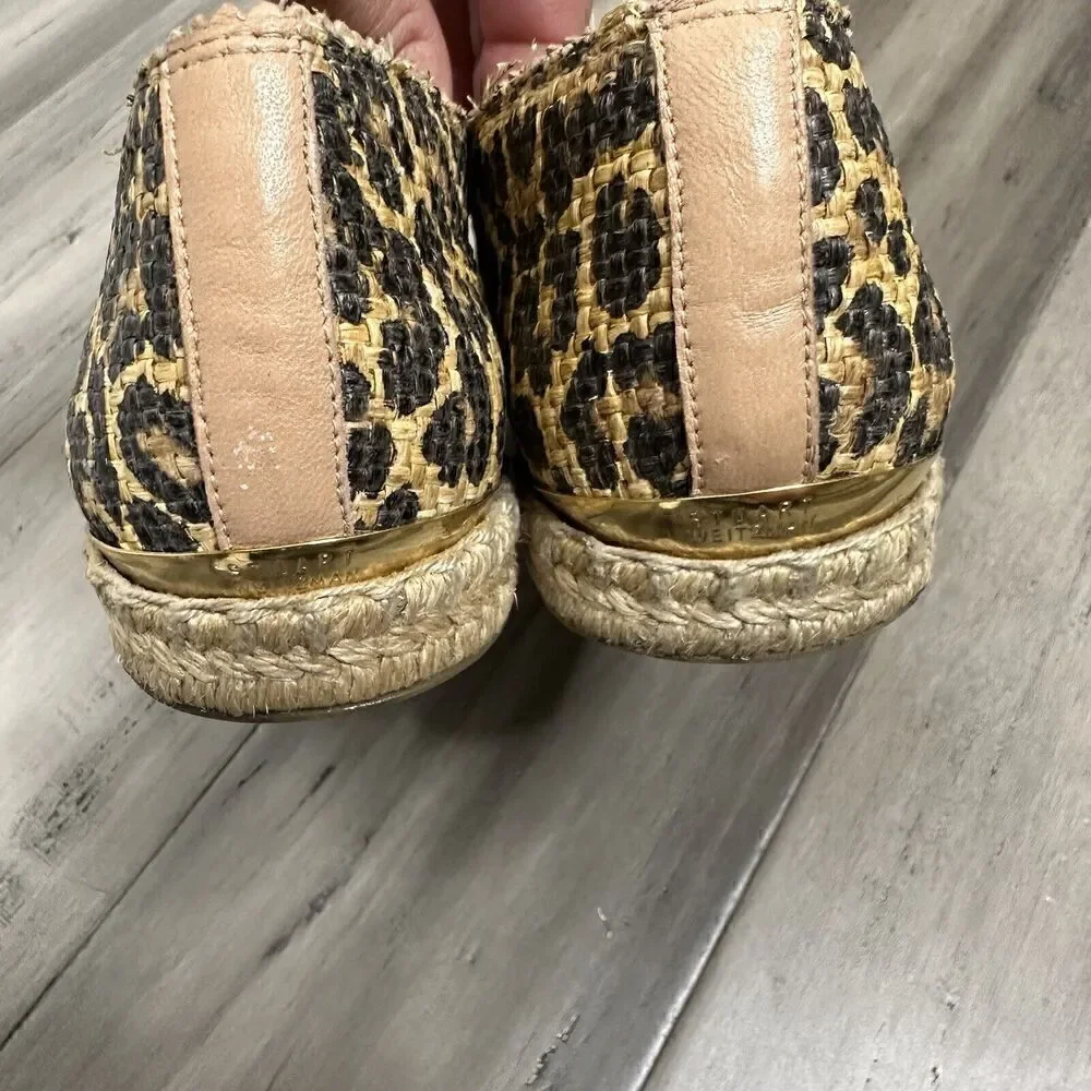 Stuart Weitzman Catalan Leopard Print Jute Raffia Espadrille Women's Size 7 M